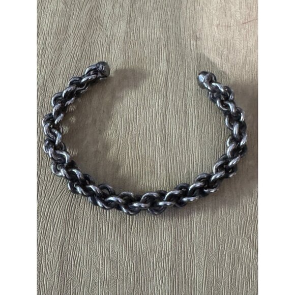 N/A Jewelry - Chainmaille Silverplate Viking Cuff  Woven Dark  Silver Bracelet 6 1/2"